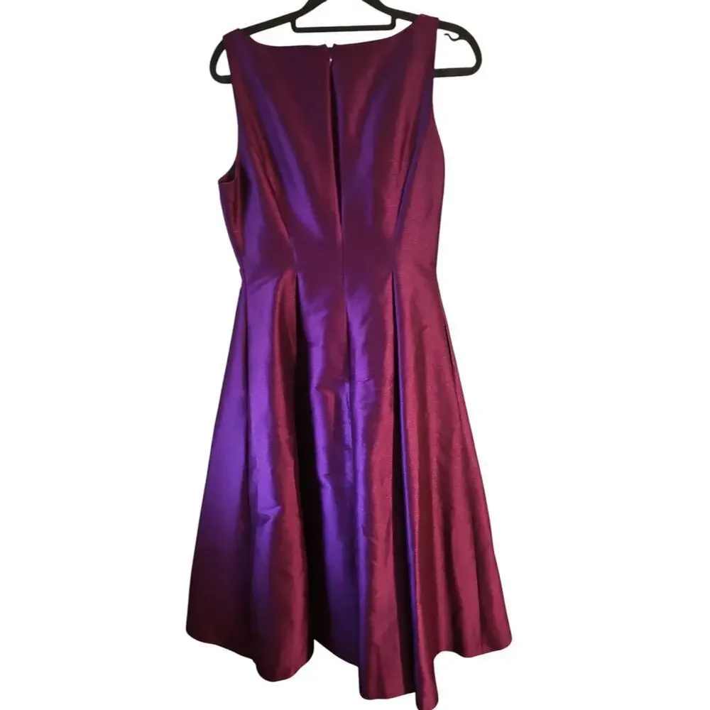 Adrianna Papell purple embellished cocktail holiday midi dress sz 8 - Picture 5 of 7